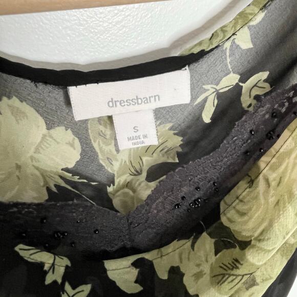 Vintage Y2K Dress Barn Fairy Slip Dress Womens Small Black Green Floral Beaded - Picture 4 of 8
